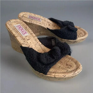 Black Wedge Sandal Shoe Dolce by Mojo Moxy Women's Size 8 M  Nice Condition